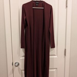 White House Black Market Burgundy Long Cardigan